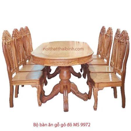 Bộ bàn ăn gỗ gỏ đỏ 8 ghế MS 9972 Giá bán = 32.000.000 đ