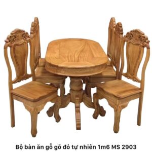 Bộ bàn ăn gỗ gõ đỏ tự nhiên MS 2903