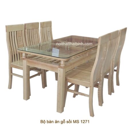 Bộ bàn ăn gỗ sồi 6 ghế MS 1271 Giá bán = 11.500.000 đ giảm còn = 8.500.000 đ
