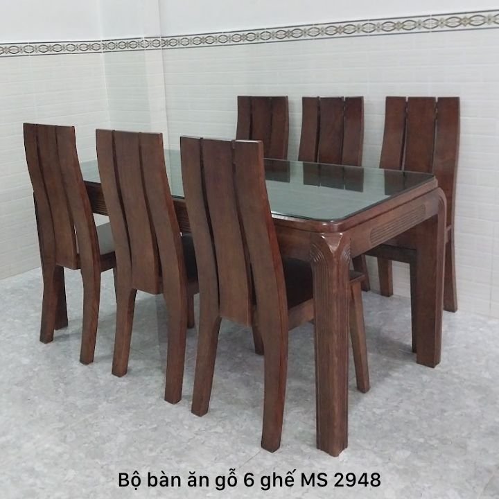 Bộ bàn ăn gỗ cao cấp 6 ghế MS 2948 1 Bộ bàn ăn gỗ cao cấp 6 ghế MS 2948