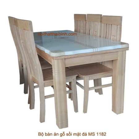 Bộ bàn ăn gỗ sồi mặt đá MS 1182 Giá bán = 12.500.000 đ