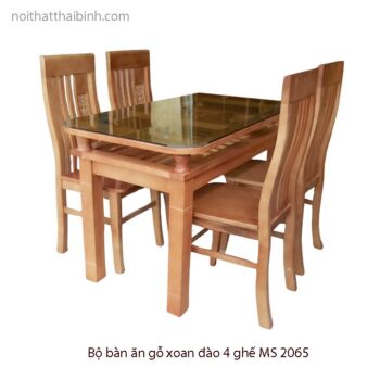 Bộ bàn ăn gỗ xoan đào 4 ghế MS 2065
