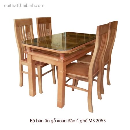 Bộ bàn ăn gỗ xoan đào 4 ghế MS 2065