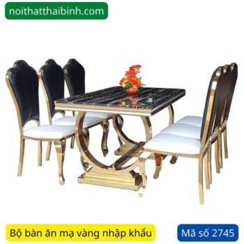 Bộ bàn ăn mạ vàng nhập khẩu MS 2745
