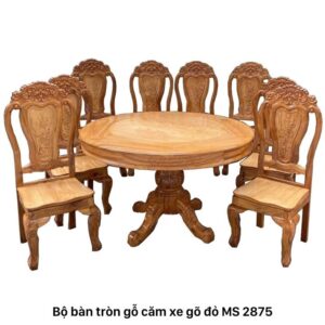 Bộ bàn ăn tròn gỗ căm xe gõ đỏ MS 2875