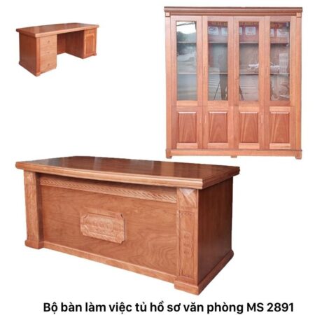 Bộ bàn làm việc tủ tài liệu gỗ tự nhiên MS 2891 | GIAO HỎA TỐC TPHCM