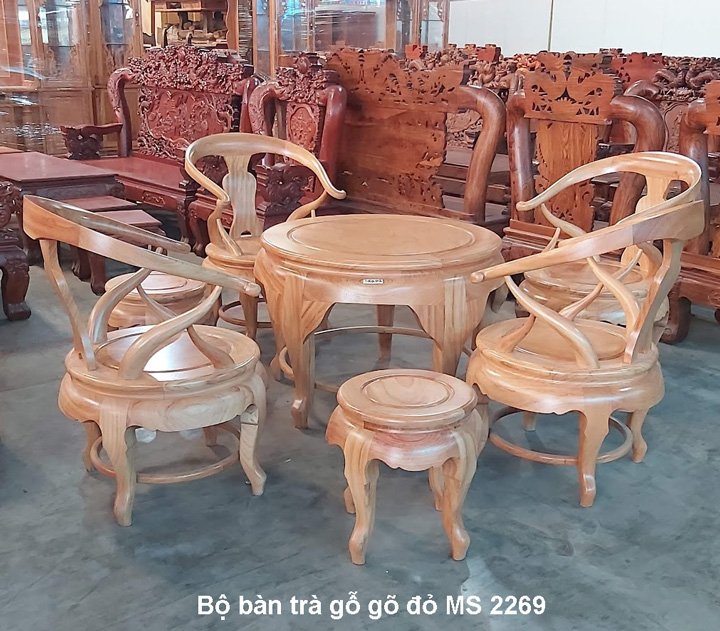 Bộ bàn trà gỗ gõ đỏ MS 2269 1 Bộ bàn trà gỗ gõ đỏ MS 2269