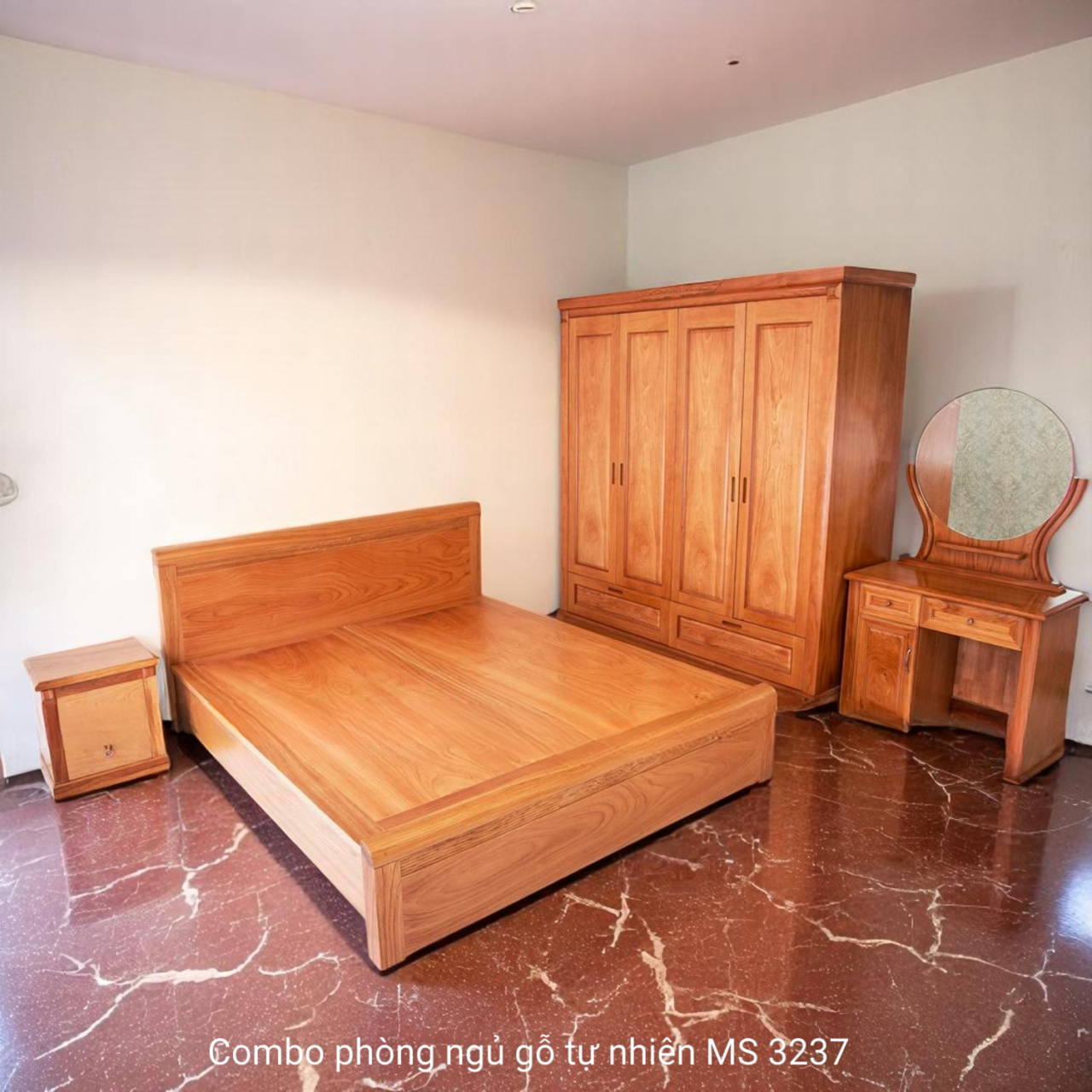 Combo giường tủ bàn trang điểm gỗ tự nhiên MS 3237