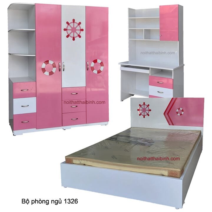 Bộ phòng ngủ đẹp màu hồng MS 1326 giá bán=18.200.000đ giảm còn= 15.200.000đ 1 Bộ phòng ngủ đẹp màu hồng MS 1326 giá bán=18.200.000đ giảm còn= 15.200.000đ