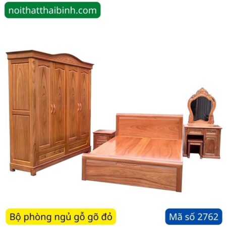 Bộ phòng ngủ gỗ gõ đỏ sang trọng MS 2762