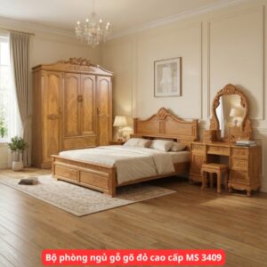 Bộ phòng ngủ gỗ gõ đỏ cao cấp MS 3409