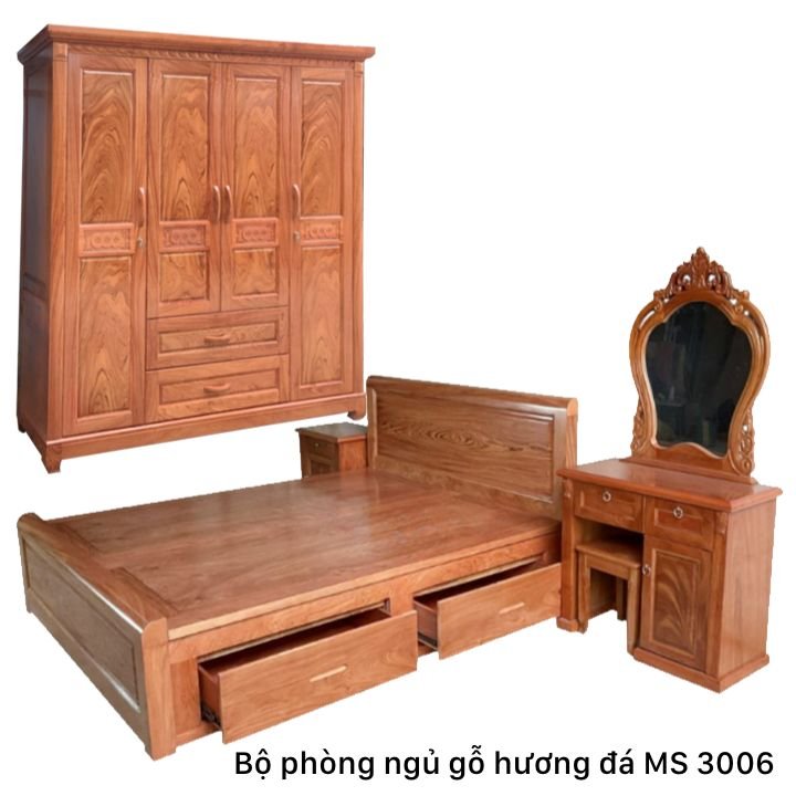 Bộ phòng ngủ gỗ hương đá MS 3006 1 Bộ phòng ngủ gỗ hương đá MS 3006