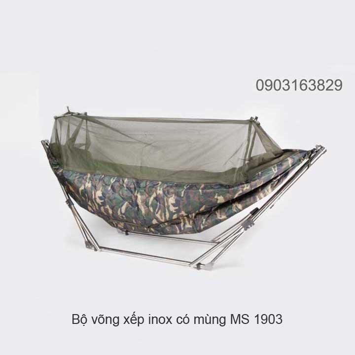 Bộ khung võng xếp inox võng dù có mùng MS 1903 | GIAO HỎA TỐC TPHCM 1 Bộ khung võng xếp inox võng dù có mùng MS 1903 | GIAO HỎA TỐC TPHCM