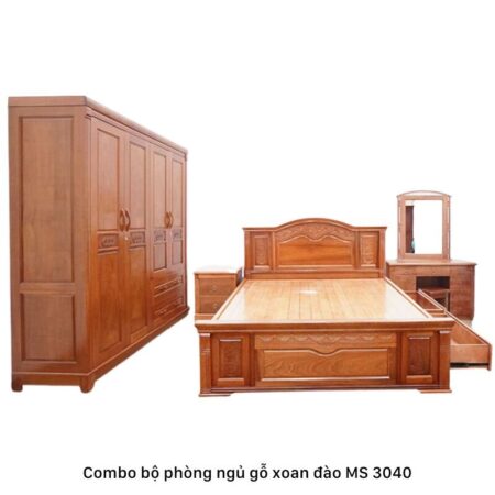 Combo bộ phòng ngủ gỗ xoan đào MS 3040