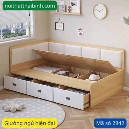 Giường ngủ hiện đại có hộc kéo MS 2842