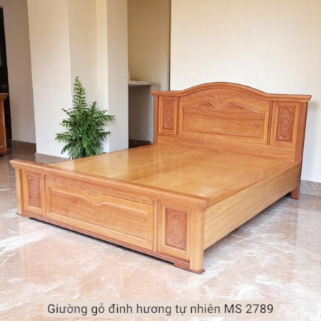 Giường gỗ tự nhiên vân đinh hương MS 2789 | GIAO HỎA TỐC TPHCM