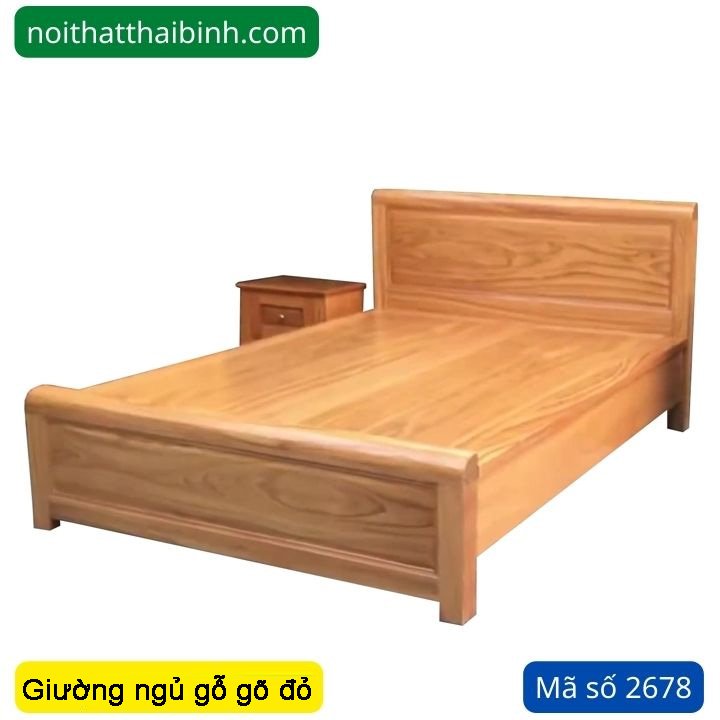 Giường gỗ gõ đỏ đẹp MS 2678 1 Giường gỗ gõ đỏ đẹp MS 2678