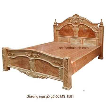 Giường gỗ gõ đỏ tự nhiên MS 1581 giá bán= 48,000,000đ giảm còn= 38,000,000đ