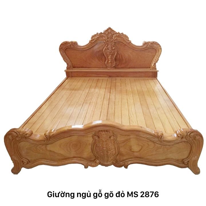 Giường bông hồng gỗ gõ dạt phản MS 2876 1 Giường bông hồng gỗ gõ dạt phản MS 2876
