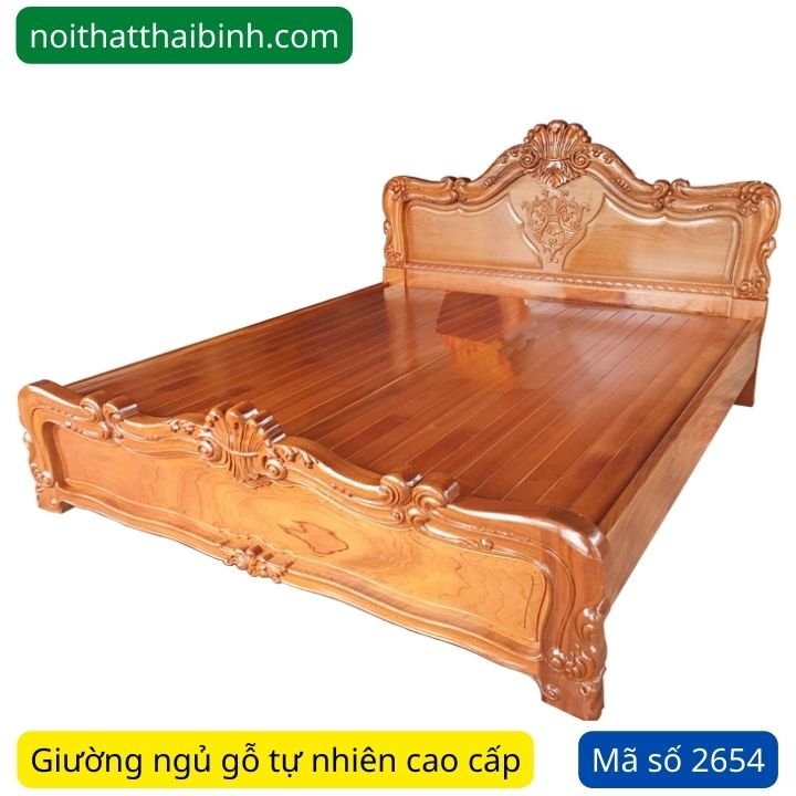 Giường ngủ gỗ tự nhiên MS 2654 1 Giường ngủ gỗ tự nhiên MS 2654