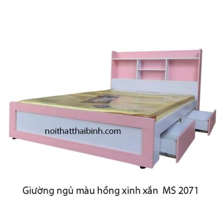 Giường ngủ màu hồng trẻ em MS 2071