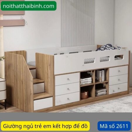 Giường ngủ trẻ em kết hợp tủ để đồ MS 2611