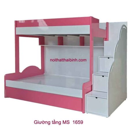 Giường tầng đẹp màu hồng MS 1659 Giá bán= 15,500,000đ giảm còn= 13,500,000đ