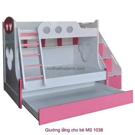 Giường tầng cho bé màu hồng MS 1038 Giá bán = 13.500.000 đ