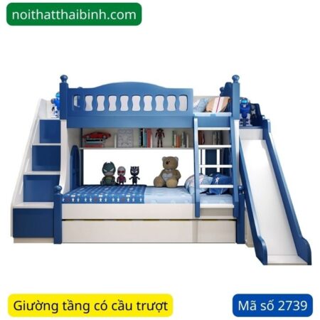 Giường tầng có cầu trượt cho bé MS 2739