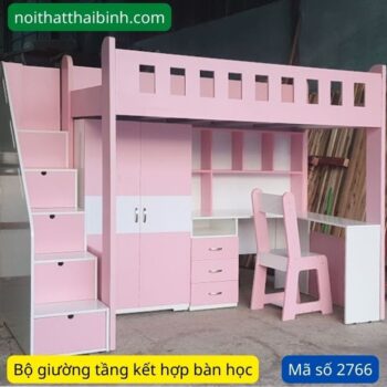 Giường 2 tầng kết hợp bàn học MS 2766 8 Giường 2 tầng kết hợp bàn học MS 2766