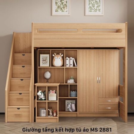 Giường tầng kết hợp tủ áo MS 2881