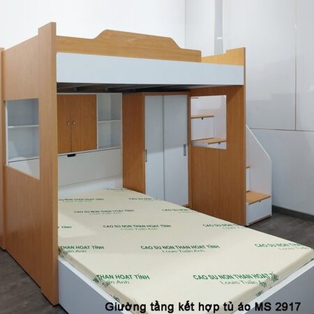 Giường tầng kết hợp tủ quần áo MS 2917