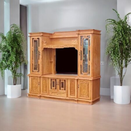 Kệ tivi gỗ gõ đỏ kết hợp tủ rượu MS 2737