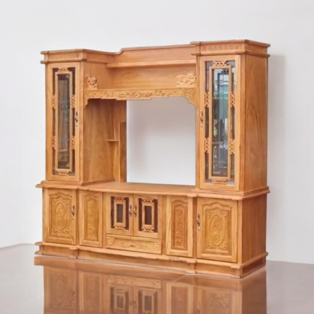 Kệ tivi gỗ gõ đỏ kết hợp tủ rượu MS 2737