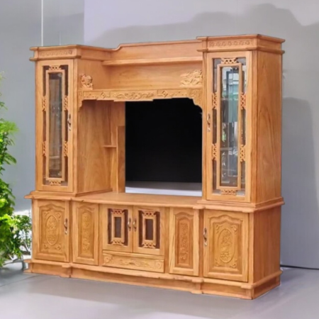 Kệ tivi gỗ gõ đỏ kết hợp tủ rượu MS 2737
