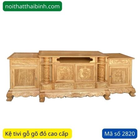 Kệ tivi gỗ gõ đỏ tự nhiên MS 2820