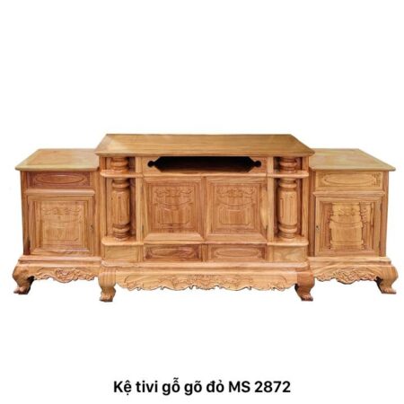 Kệ tivi gỗ gõ đỏ tự nhiên MS 2872