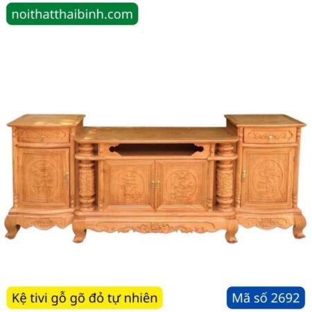 Kệ tivi gỗ gõ đỏ đẹp MS 2692