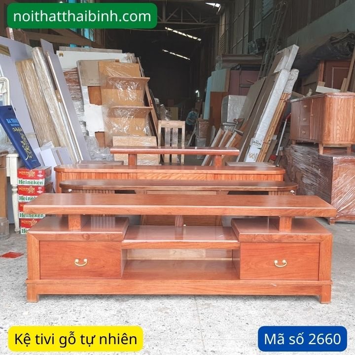 Kệ tivi gỗ tự nhiên vân hương đá MS 2660 2 Kệ tivi gỗ tự nhiên vân hương đá MS 2660 - Ảnh 2