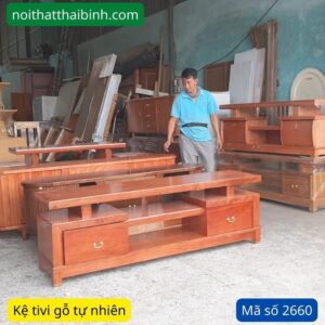 Kệ tivi gỗ tự nhiên vân hương đá MS 2660 7 Kệ tivi gỗ tự nhiên vân hương đá MS 2660