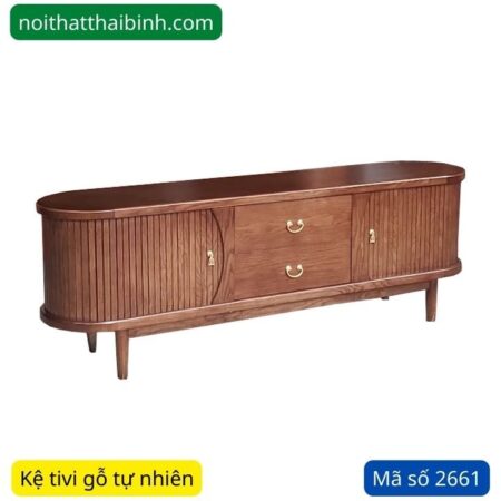 Kệ tivi gỗ sồi sơn màu óc chó MS 2661