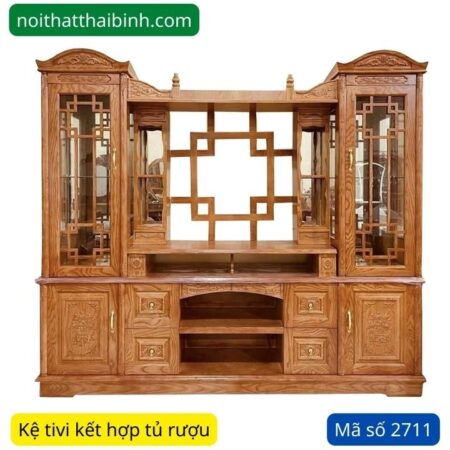 Kệ tivi gỗ kết hợp tủ rượu MS 2711