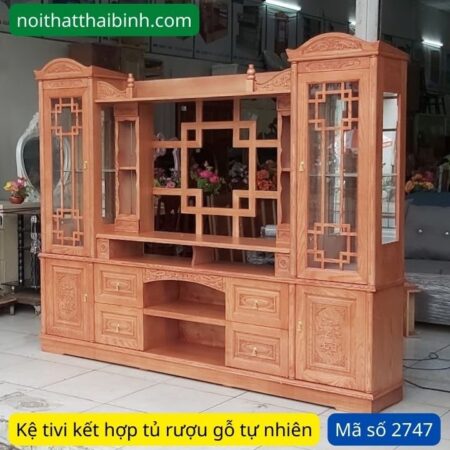 Kệ tivi gỗ kết hợp tủ trang trí MS 2747 12 Kệ tivi gỗ kết hợp tủ trang trí MS 2747