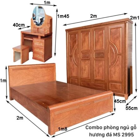 Combo phòng ngủ gỗ hương đá MS 2995
