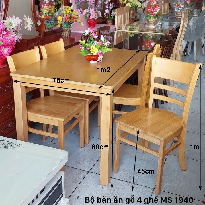 Bộ bàn ăn gỗ tự nhiên 4 ghế MS 2940 2 Bộ bàn ăn gỗ tự nhiên 4 ghế MS 2940 - Ảnh 2