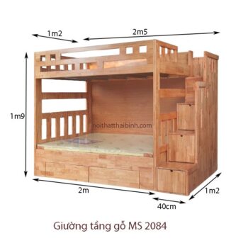 Giường tầng gỗ đẹp MS 2084 8 Giường tầng gỗ đẹp MS 2084