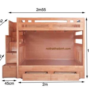 Giường tầng gỗ tự nhiên MS 1635 9 Giường tầng gỗ tự nhiên MS 1635