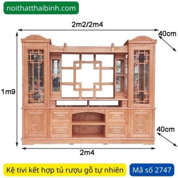 Kệ tivi gỗ kết hợp tủ trang trí MS 2747