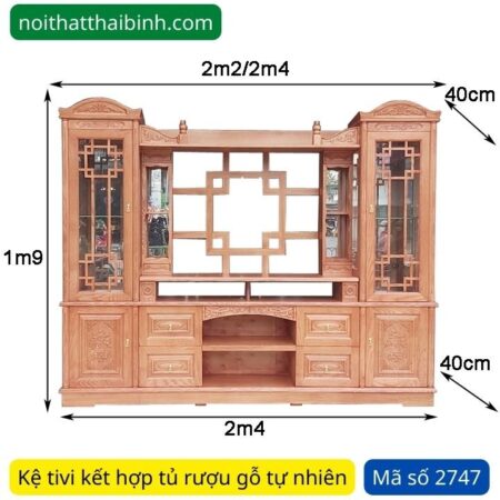 Kệ tivi gỗ kết hợp tủ trang trí MS 2747 8 Kệ tivi gỗ kết hợp tủ trang trí MS 2747