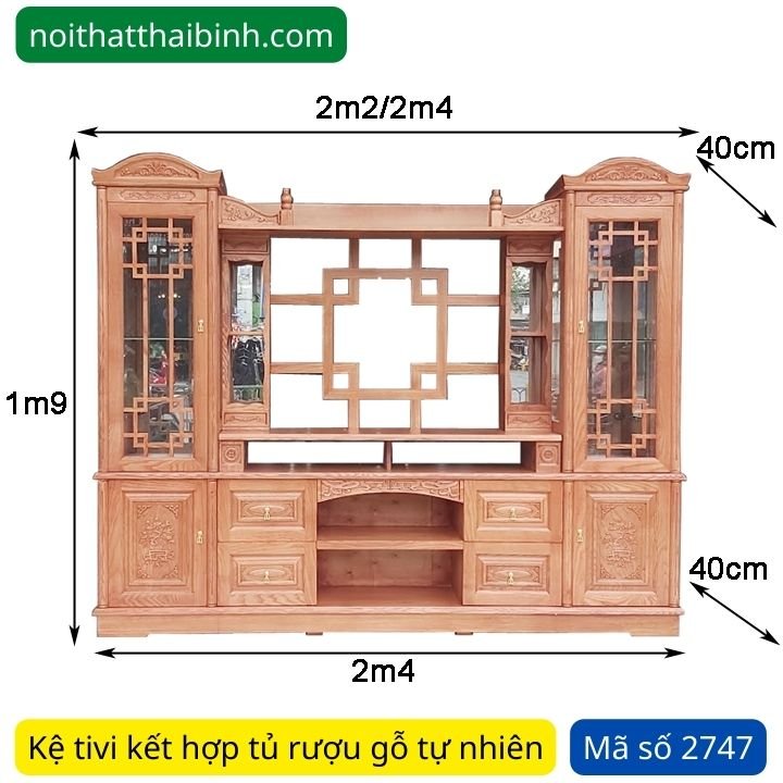 Kệ tivi gỗ kết hợp tủ trang trí MS 2747 2 Kệ tivi gỗ kết hợp tủ trang trí MS 2747 - Ảnh 2
